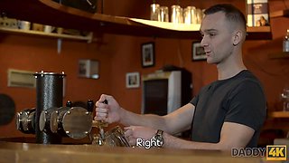 Brunette Ana Rose Gets Pounded by Old Mans Boner on Table