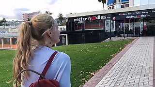 Amateur blonde paid money for anal sex in public