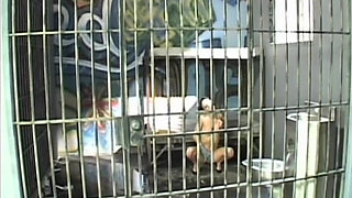 Slender French babes having hot lesbian action in the prison