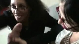 Milf Persia and Tatiana milk young Joey when he masturbates