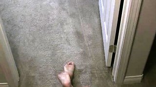 Busty curly brunette with big boobs fucks on couch