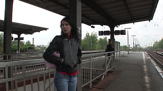 Delightful brunette gets load in her mouth