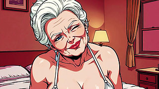 Ai Old Women in Bedroom Teasing and Flashing Tits