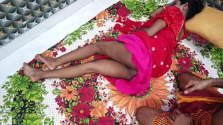 Indian Bhabhi Red Traditional Dress Intimate Sex with Devar - Homemade