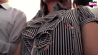 Crowded Bus Tension, Young Wife Stays Still as a Risky Moment Unfolds Beside Her Husband - Scene 2