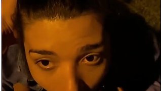 Hot Brunette Sucks Friends Dick Outside Car In Public After Party