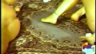 Hot blonde licks the pussy of a sexy redhead on the rug