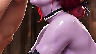 Busty Purple Sugar Mommy in Corset and Stockings Rides Hard in Candlelit Mansion - Masked Redhead Gets What She Wants