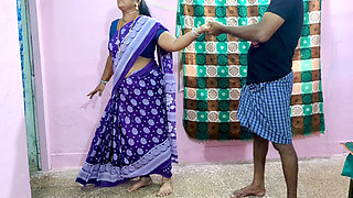 Stepmother and stepson have sex while standing