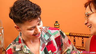 Short Haired Lesbian Has Her Huge Pierced Clit Licked and Sucked