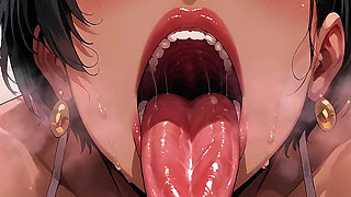 Junior Coworker's Blowjob Face, Sniffing the Sexy Scent Inside Her Mouth, Being Licked - Fetish Anime