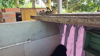 Horny Stepsister Calls Her Husband's Stepcousin From the Bathroom to Have Him Fuck Her
