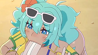 Brazilian Miku happily sucks and rides this cock