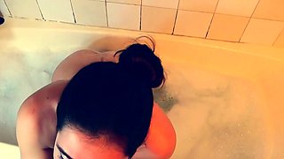 Wet and messy amateur blowjob and handjob