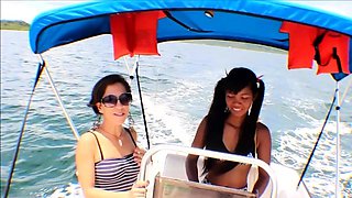 Delicious big boobies brunette lesbians outdoors