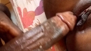 Huge Black Cock Stretches Tight Creamy Pussy