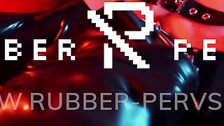 Heavy rubber masked latexgirl stretched and tickled