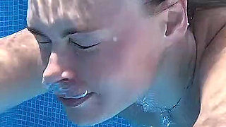 Nude Pool Tease and Masturbation While He Watches