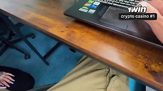 Curvy secretary receives passionate creampie from big white length