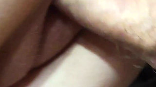 Rubbing leaking cum all over MILF's pussy lips