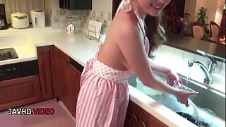 Naughty Japanese housewife gives dreamy blowjob then wild pov action