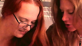 Double Hairjob with 2 Redheads and Cum in Hair - Red Teaches Ginger the Art of Hair Play
