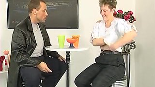 Jean Pallett In Chubby Short Hair Chick Is Toying Her Hairy Cunt At The Casting