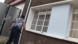 Perfect horny MILF in fishnets rides cock with cum on tits ending