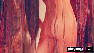 Chinese porcelain doll shows her pussy