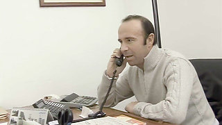He Calls a South American Slut to Give Him a Blowjob in the Office.