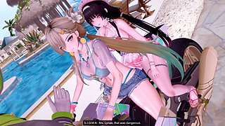Wuthering Waves - Chisa and Lynae Slutty Ride Turns Into BBC Sex Gangbang - 3D Hentai Animations
