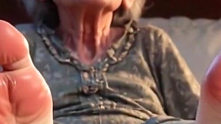 Submissive Mans Serving Old Granny's Ugly Feet - Humiliation