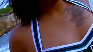 Busty Brunette Banged on Beach and Pounded Hard Indoors