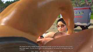 Friendly Housewife by White Foam - Getting Drilled by an Old Man, on the Beach, Behind Her Husband 12