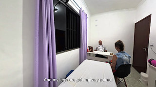 Orthopedic doctor takes off the patient's clothes and ejaculates on her face.