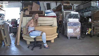 Girl Chair-tied Ballgagged Tit-grabbed