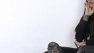 Mistress Cleo Smokes While Cleaning Muddy Boots