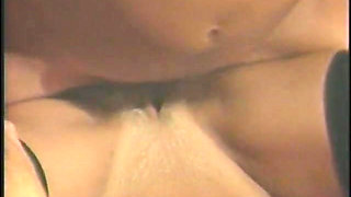 Sexy blonde in lingerie rubs her clit while getting her pussy pounded