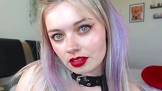 Webcam busty blonde stripped covered by oil anal masturbate