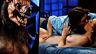 Lesbian Sleepover Turns into Werewolf Horror - Ashley Lane & Leana Lovings Get Monster Fucked
