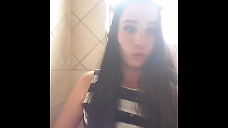 Slut Films How She Pisses in Toilet, Licks Toilet Seat, Rubs Pussy