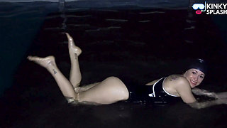 Swimwear Rope Bondage in Water: Hogtied & Gagged
