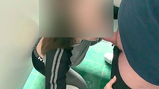 Cum in mouth in the mall toilet