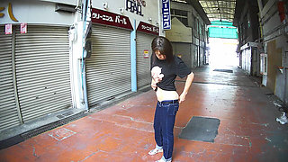 Japan Walking with Her Ass Out Outdoors