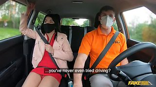 Asian Babe Sucks Cock in Car - Fake Driving School Porn with Kristof Cale & Lady Dee