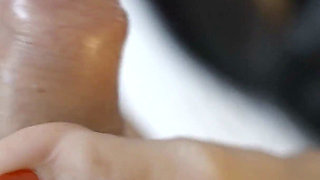 Blonde MILF Gives Sloppy Footjob to Titus in Fuzzy Socks