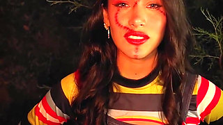 Latina Has a Rich Squirt on Halloween