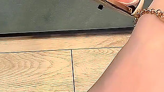 A Blonde in White Tights Tears Them and Has Sex with a Friend
