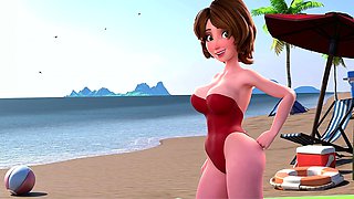 Hot Stepmom Aunt Cass Gets Her Pussy Stuffed in Beach POV