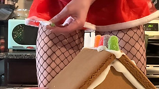 73 Giantess in 8-inch Heels Decorates a Gingerbread Village